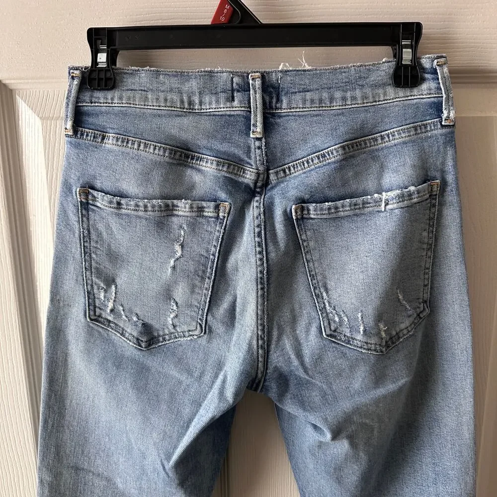 AGOLDE Sophie Crop Vertigo Mid-Rise‎ Skinny Distressed Raw Hem Jeans Size 27 - Picture 5 of 9